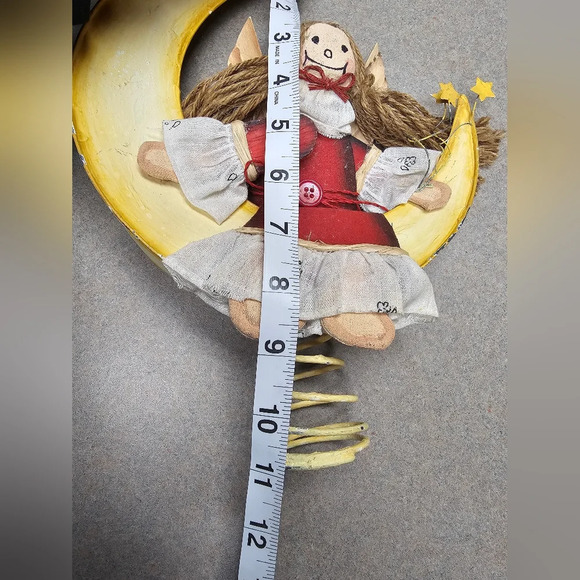 Vintage Silvestri Handcrafted Angel on Crescent Moon Tree Topper Christmas - Picture 6 of 8